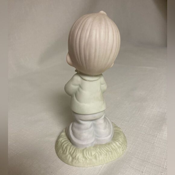 Vtg PRECIOUS MOMENTS Mommy I Love You 1987 Boy Flower Porcelain Figurine Collect - Picture 4 of 11